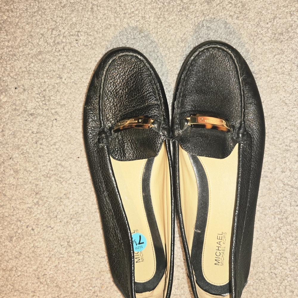 Michael Kors Black Leather Loafers for Women